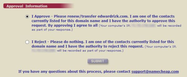 Domain Approval agreement