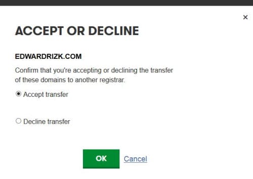 Godaddy - Accept or Decline Domain Transfer
