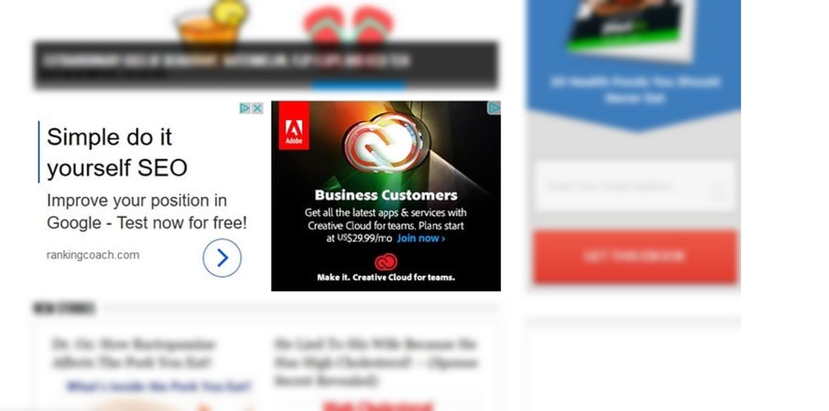 Google adsense ads on Desktop screen