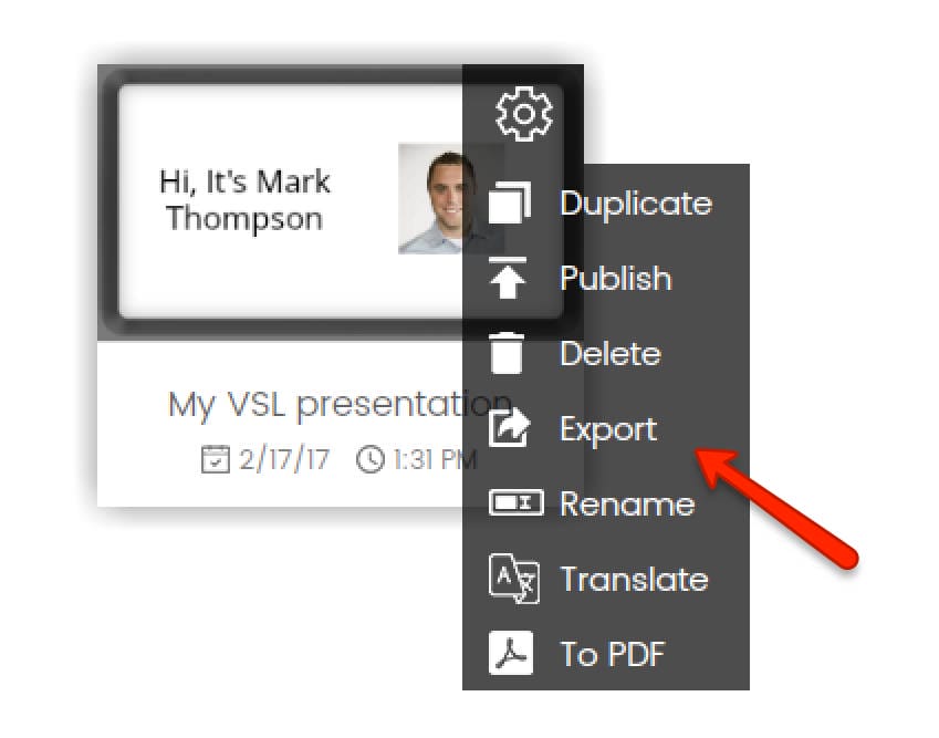 EasyVSL presentation export