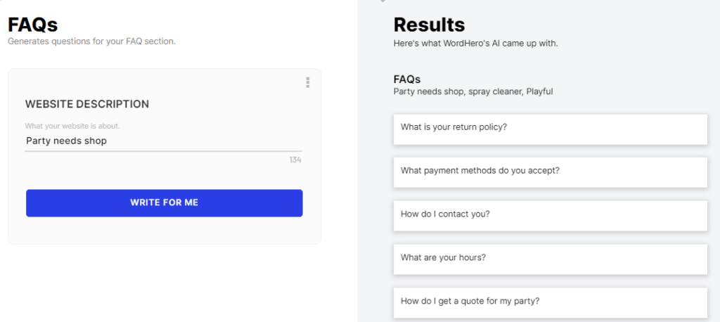 Frequently asked questions FAQs Wordhero AI writing software