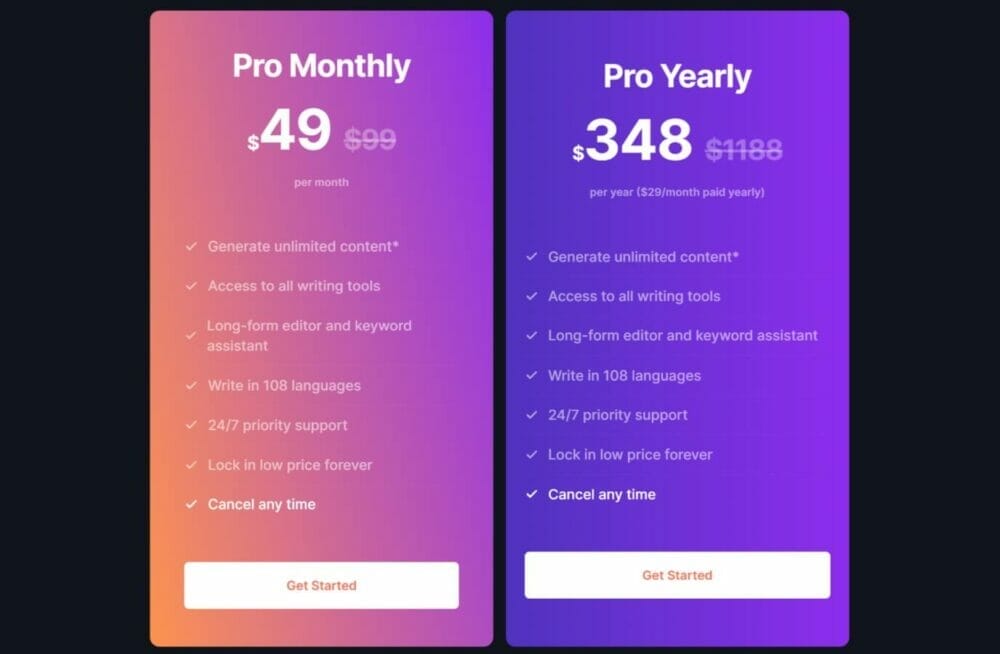 Wordhero AI pricing plans