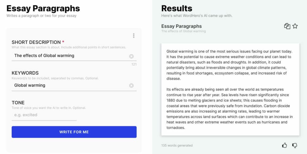 Wordhero ai Essay paragraph