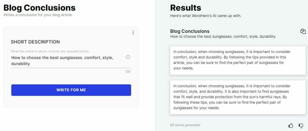 Wordhero ai blog conclusion
